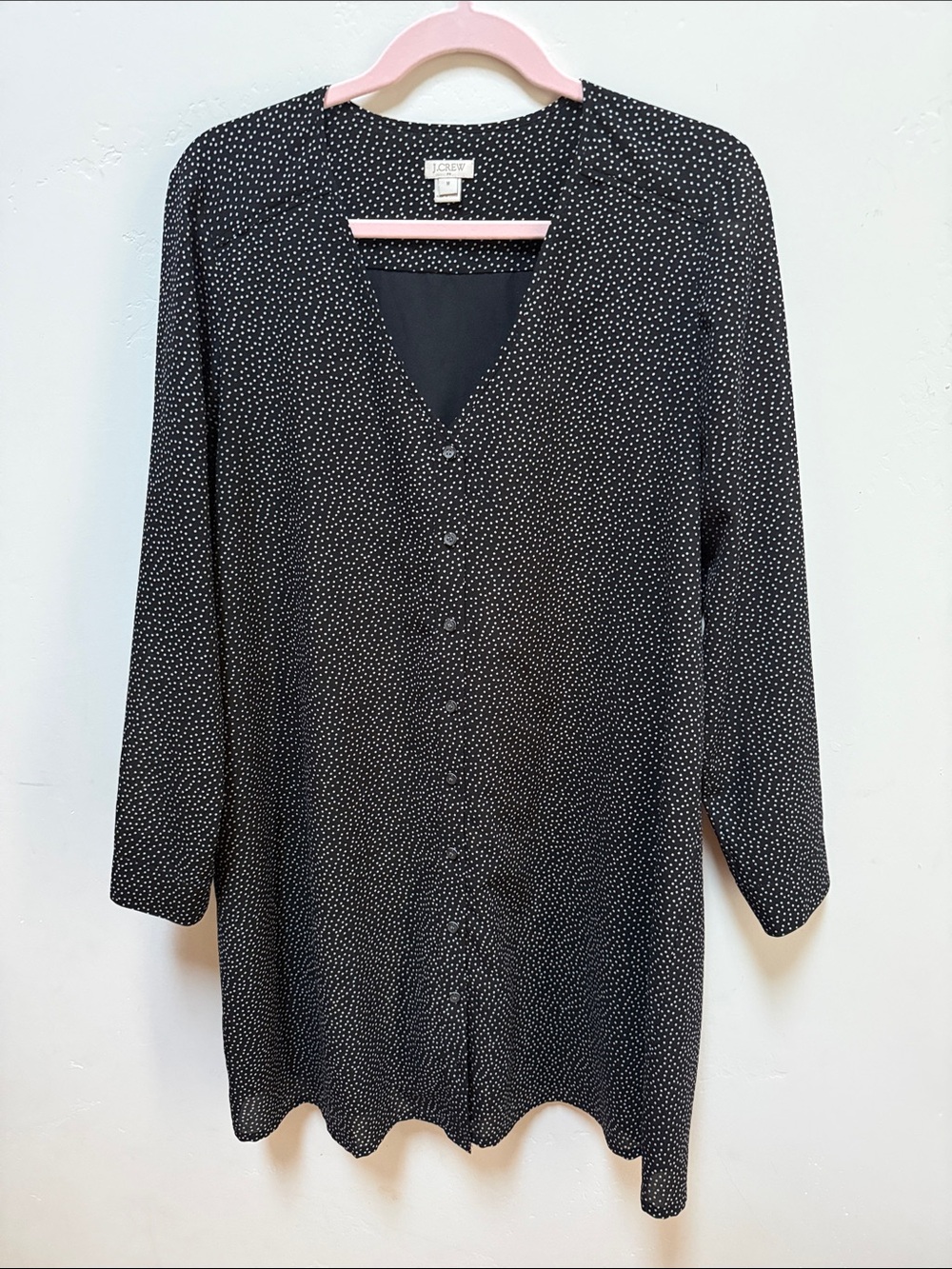 J. Crew Black Dress with White Microdot Print